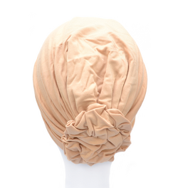 Beige turban with draped rose POLA #138*