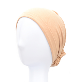 Beige turban with draped rose POLA #138*