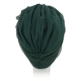 Retro-style turban with decorative mesh in bottle green BELLA # BM13