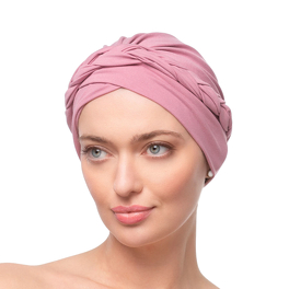 Boho style turban with decorative braid in light pink CORSICA # B3
