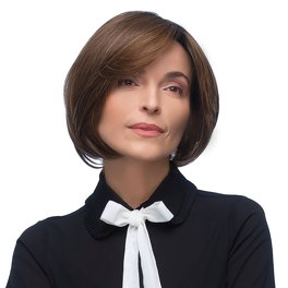 Women's synthetic hair wig in medium brown with subtle highlights and a natural root growth, heat-resistant GARNET #5/14/4R.