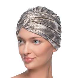 Golden turban with decorative pleats GOLD DUST