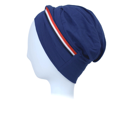 Navy blue turban with a tricolour trim MILAN # B23+A14