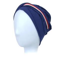 Navy blue turban with a tricolour trim MILAN # B23+A14