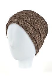 Double-layered turban with decorative draping in brown LONDON # TL/51*
