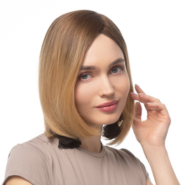 Slavic natural hair topper with ombre blond and roots AIKA 30cm #10R+14/16