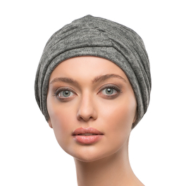 Light turban for chilly days with decorative ruching in grey COPENHAGEN # TLM1*