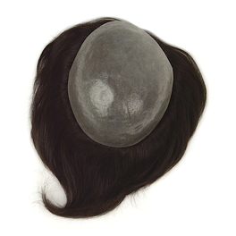 Men's toupee made of dark brown BRUN #6ASH natural remy hair