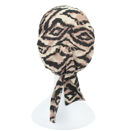 Easy to put on, light and comfortable beige-cream-black patterned turban FELICJA NEW # Q-378