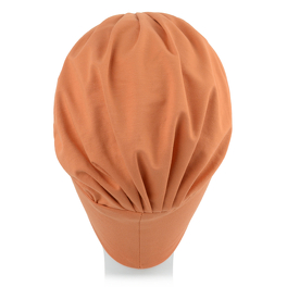 A multi-piece turban set and two decorative headbands with a metal buckle in orange NICOLA # B128.