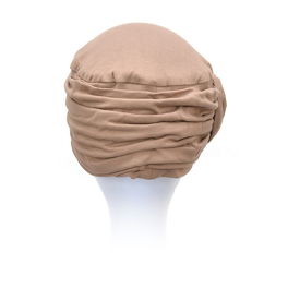 Beige turban with draped rose in cappuccino shade PUERTO RICO # B17*