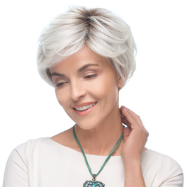 Synthetic Heat-Resistant Women's Wig in Ash Grey with Dark Roots EDITH #51/56/60/1BR