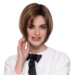 Synthetic wig in medium brown with subtle highlights and a natural root OPAL #5/14/4R