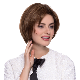 Synthetic wig in medium brown with subtle highlights and a natural root OPAL #5/14/4R