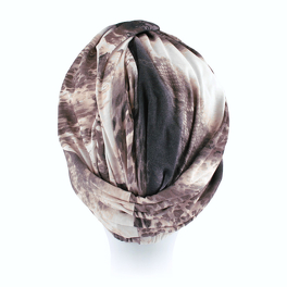 Ruched turban with decorative knot in beige-brown ARABESQUE