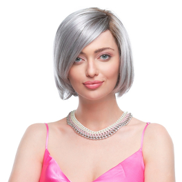 Synthetic Bob Wig with Side Parting in Light Grey HOLLY #59