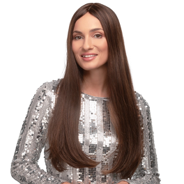 Natural Asian Hair Topper Brown with darker roots MELO # 6/33R + 8/12H