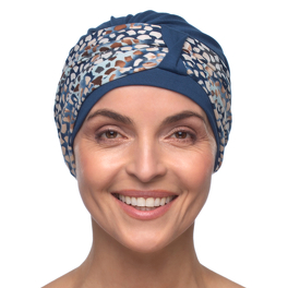 Navy blue turban with an asymmetric draping BOMBAY # B100/VD6318