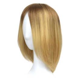 Slavic natural hair topper in medium blonde with ombre roots AVA 25cm #8/12R+14/16