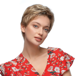 Synthetic wig in multi-dimensional warm brown with darker roots ANNABEL #4/30/27/4R