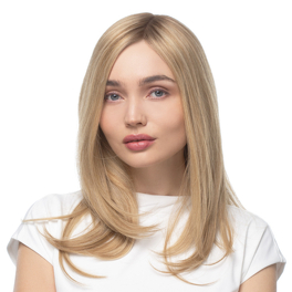 Natural Asian Hair Wig Multi-toned Ashy blonde with darker roots and highlights VILI #12/14R+14/16ASH+16H