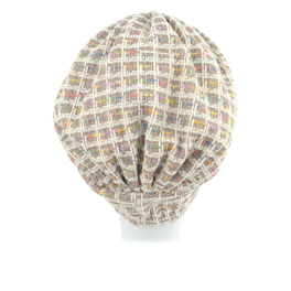 Tweed beige turban for autumn/winter with multi-coloured stitching by MADAME.