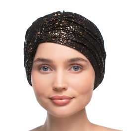 Stylish black turban with a golden SPARKLE* print