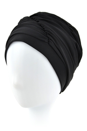 Light and comfortable black bath turban with decorative draping AQUA #990.