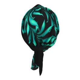 Double-sided black turban with turquoise pattern LEAH # BM05/2233b
