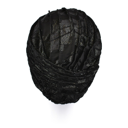 Warm black and silver turban with a decorative knot at the front GLAMOUR*