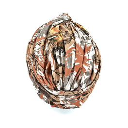 Secret Garden turban in traditional beige-brown-orange design.
