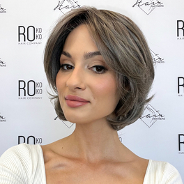 Women's synthetic heat-resistant wig in grey with roots HONEST # R4/18/1BR