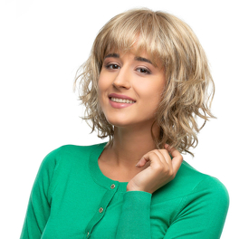 Synthetic wig in multi-dimensional warm brown with darker roots PANACOTTA #4/30/27/4R
