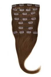 Hair extensions clip-in weft in light brown LUX CLIP ME - 30cm 125g #12.