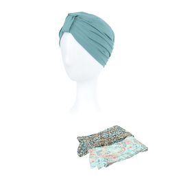 Set of marine turban and two patterned scarves ZANZIBAR # B32/5.129