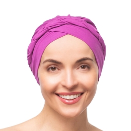 Boho style turban with decorative braid in purple CORSICA #B10.