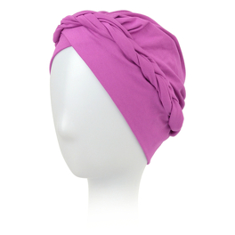 Boho style turban with decorative braid in purple CORSICA #B10.