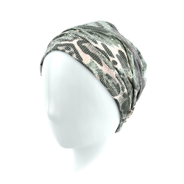 Bamboo-lined turban with a snake pattern PINK COBRA*