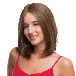 Synthetic medium brown wig with roots heat resistant ASH #6/12/19/6R