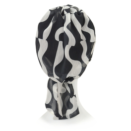 Patterned black and white chiffon turban AZALEA # CH156+B21