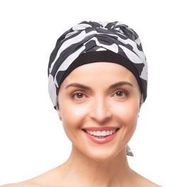 Patterned black and white chiffon turban AZALEA # CH156+B21