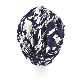 Ruched Navy Blue and White ELEGANZA Turban
