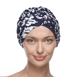 Ruched Navy Blue and White ELEGANZA Turban