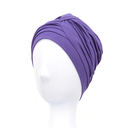 Purple turban with decorative draping KLARA #229 Premium*
