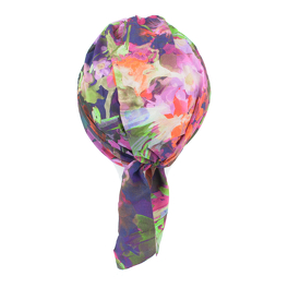 Lightweight everyday turban with floral pattern CROCUS and a brim # T-374