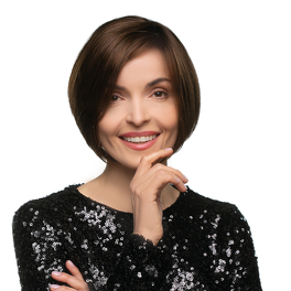 Synthetic wig in chestnut brown with roots CORAL #4/30/6R