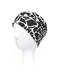 Light and comfortable black turban with a white pattern SOFIA # B/43*