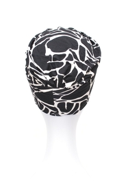 Light and comfortable black turban with a white pattern SOFIA # B/43*