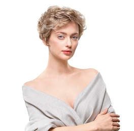 Synthetic wig in very light blonde with root effect POKER LIFE #101/24/38R.