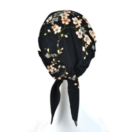 Simple to put on, light, and comfortable black floral turban FELICJA NEW # T-22